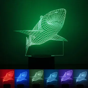 

New Fishing-Tools Changing-Night-Light Shark Sleep-Decor-Lamp Table 7-Colors 3d Led
