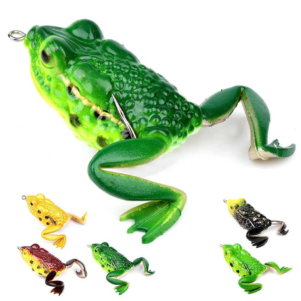 DONQI 1Pcs 6cm 16g Frog Silicone Fishing Lure Artificial Rubber Soft Bait 3D Eyes 5 Colors WithTreble Hook Frog Soft Fish Lure主图01 (1)