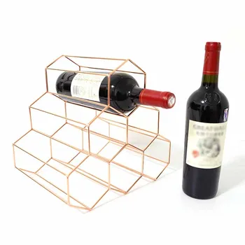 

Geometric 6 Bottle Wine Rack Metal Freestanding Kitchen Storage Stand Wine Cabinet Grape Wine Shelf Display Bar Beautiful