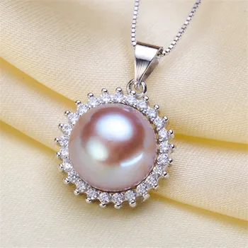 

Silvery Pearl Pendant Accessories DIY Jewelry S925 Sterling Silver Pendant Jewelry Making For Women Vintage Fashion