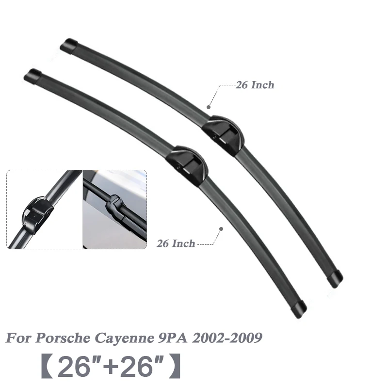For Cayenne 02-09 2" 26" Автомобиль Стайлинг U бескаркасные Bracketless резиновые лезвия очистителей лобового стекла автомобиля для Porsche Cayenne Macan Cayenne Panamera 911 - Цвет: For Cayenne 02-09