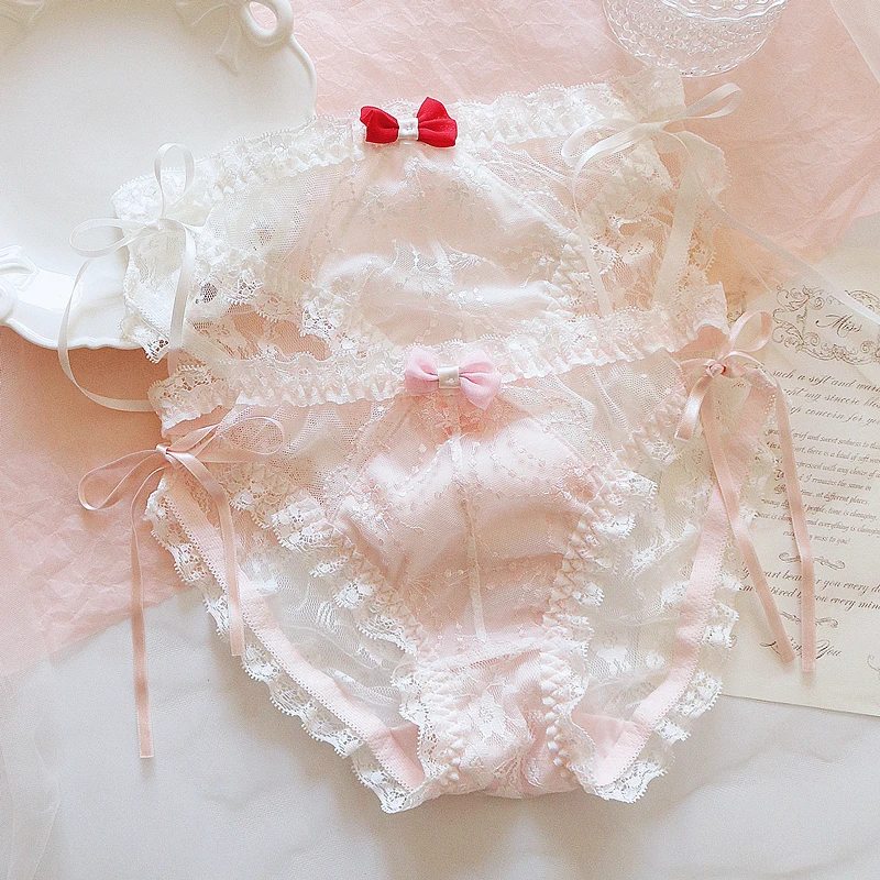 

Fairy Women's Briefs Cute Lace Underwear Underpants Women White Pink Panties Seamless Lingerie Femme Lolita Girl Thong Panty Hot