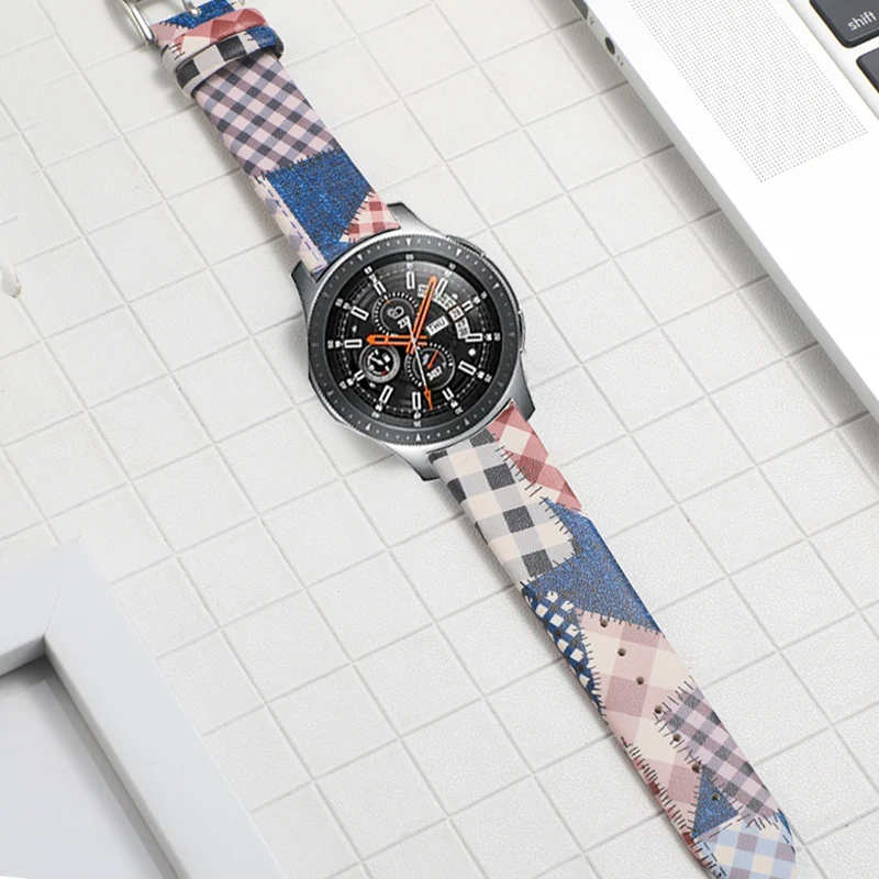 22 мм кожаный ремешок для samsung galaxy watch 46 мм gear S3 Frontier huawei watch gt 2 band Amazfit GTR 47 мм аксессуары для браслетов