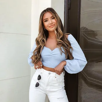 

2020 Hot Sale Spring spring Romantic Blousas top women off shoulder office ladies High street Beach leisure vaca blouse