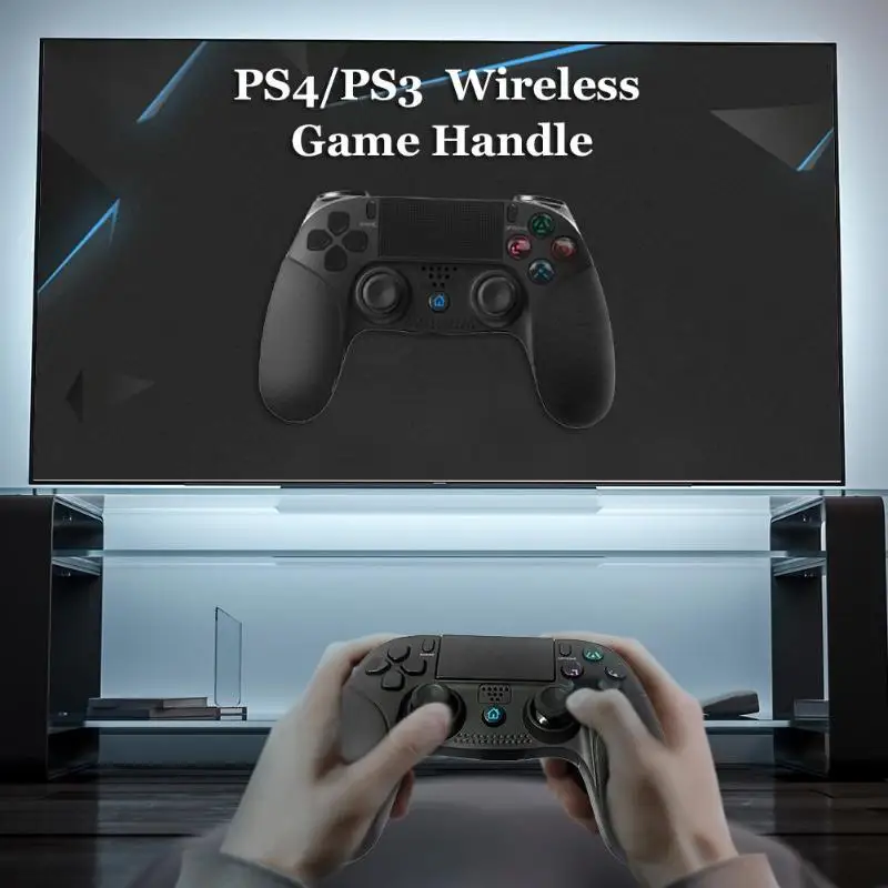 Bluetooth Wireless Controller for PS4/PS3 Dual Vibration Gamepads Joystick Built-in LED Colour Lamp Rechargeable Lithium Battery