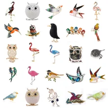  Enamel Animal Brooch  Parrot Flamingo Swallow Pigeons Phoenix Bird Brooches For Women Men Crystal Brooch Pins Gifts 