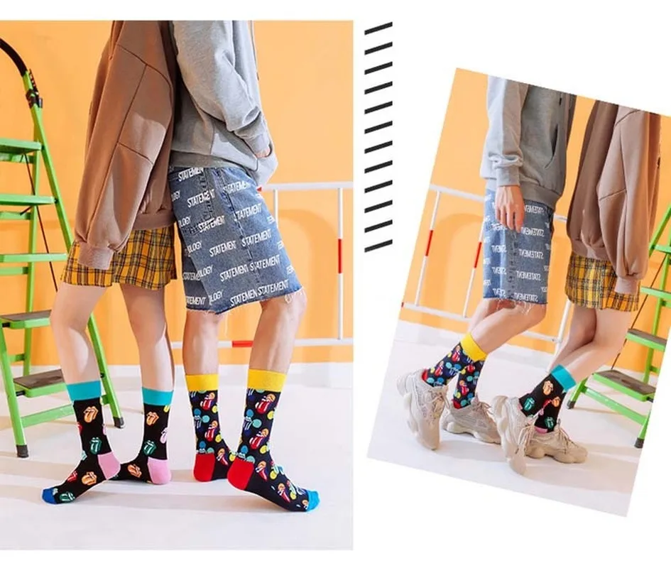 Качественные Веселые носки для мужчин, 36 цветов, полосатые клетчатые носки с вишней, мужские носки из чесаного хлопка, Calcetines Largos Hombre