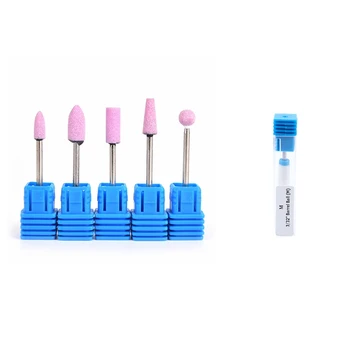 

2 Set Nail Art Manicure Nail Drill Head: 1 Set Ceramic Nail Drill Bit Shank Pedicure Rotary File Tool,BT003-M & 1 Set 5 Pcs Quar