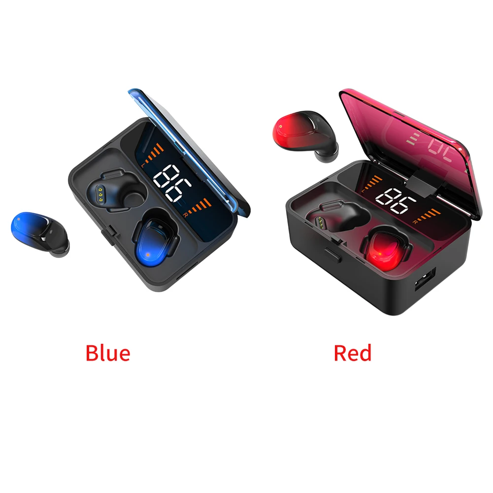 Earbuds Bluetooth Earphone Waterproof Noise Cancelling Binaural Call In Ear Wireless Sports Stereo Power Display Music