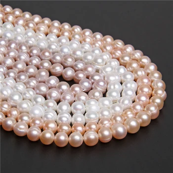 

7-10mm Natural near round white purple gold champagne potato Freshwater Pearls loose Beads Jewelry Making Women Elegant jewelry