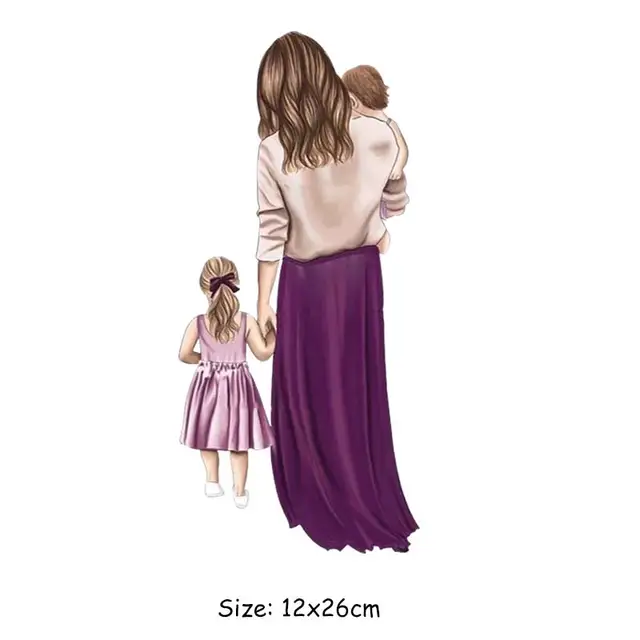DIY Heat Transfer Patches Mom Girl Boy Printing Patches On Clothes Super Mom Dad Queen Stickers On T-shirt Dresses Jeans DZ649
