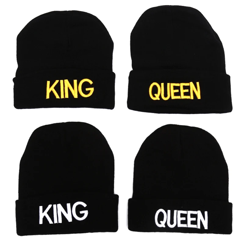 Новые шапки KING QUEEN, шапки для пар, теплые зимние осенние эластичные вязаные головные уборы для мужчин и женщин, лыжные спортивные шапки
