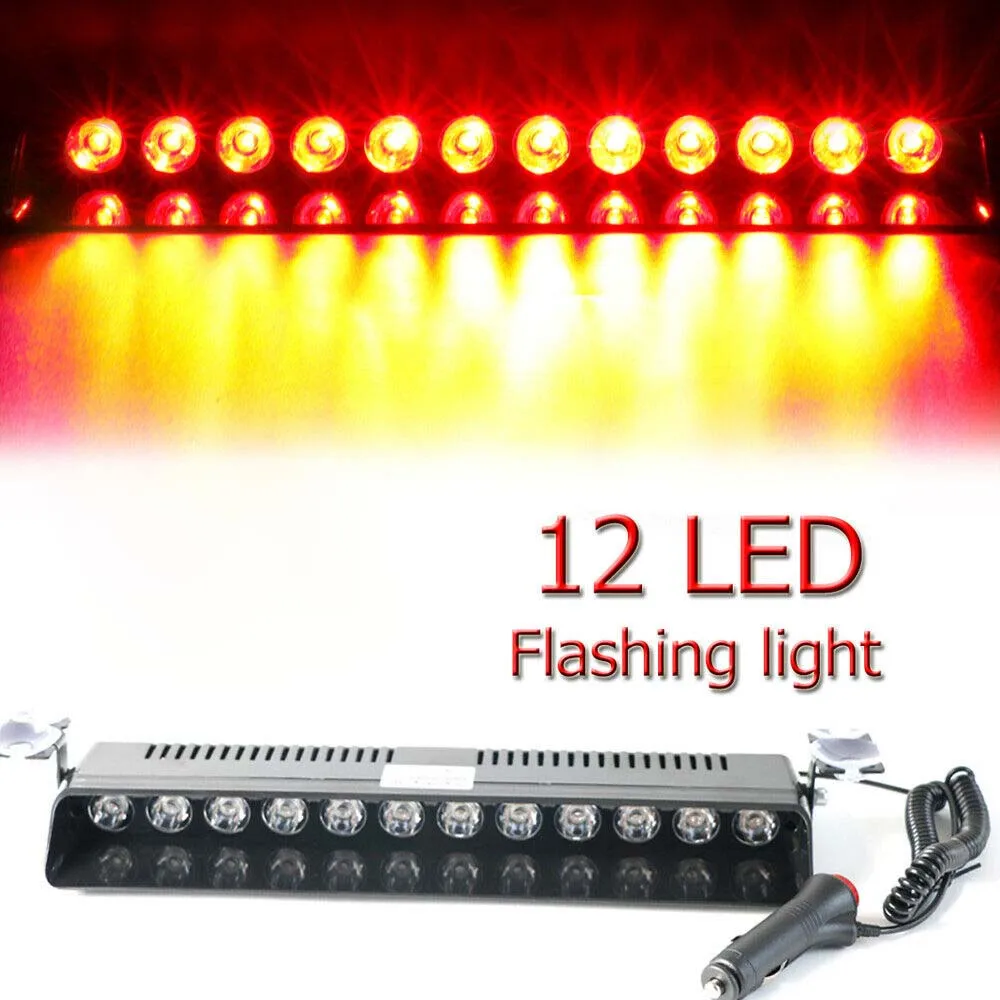 

12V 12LEDs Car Truck Warning Strobe Light Suction Cup Recovery Flashing Light Windshield Work Lamp Bar Car Accessories Universal
