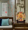 Fengshui Art Ceramic Ornamental Plate Ancient China Nine Dragons Decoration Wood Base Porcelain Traditional Chinese Plate Set 6
