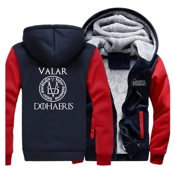 

New Print VALAR DOHAERIS Hoodies Men 2019 New Stylish Brand Costume Male Game Of Thrones Thick Male Coat Casual Hip Hop Coat Men