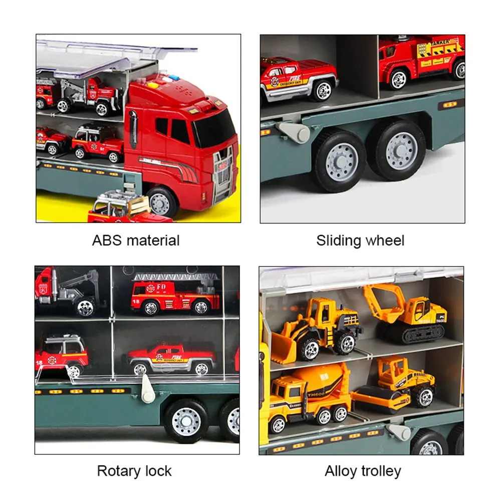 1 шт. грузовик и 6 шт. сплав модель автомобиля игрушечные машинки Перевозчик грузовик набор игрушек для детей мальчиков и мальчиков подарок