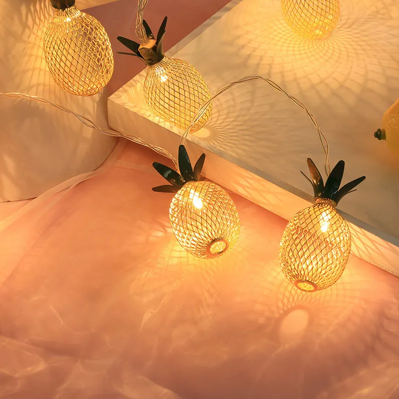 10LED Meatal форма ананаса световая струна USB питание во дворе рождественские украшения Красивые лампы