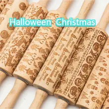 Рождество Хэллоуин тиснение деревянная Скалка DIY выпечки печенье, фондан, пирог выгравированы трафарет Скалки кондитерские изделия