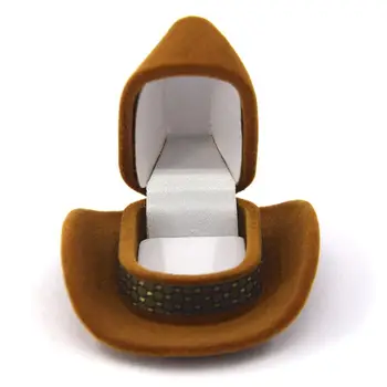 

Creative Cowboy Hat Shape Rings Box Jewellery Display Storage Case