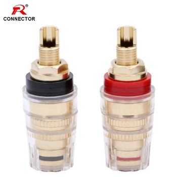 

1pair Brass Gold Plated 4MM Binding Post HIFI Terminals Connector Banana Plug for Speaker Amplifier Red&Black