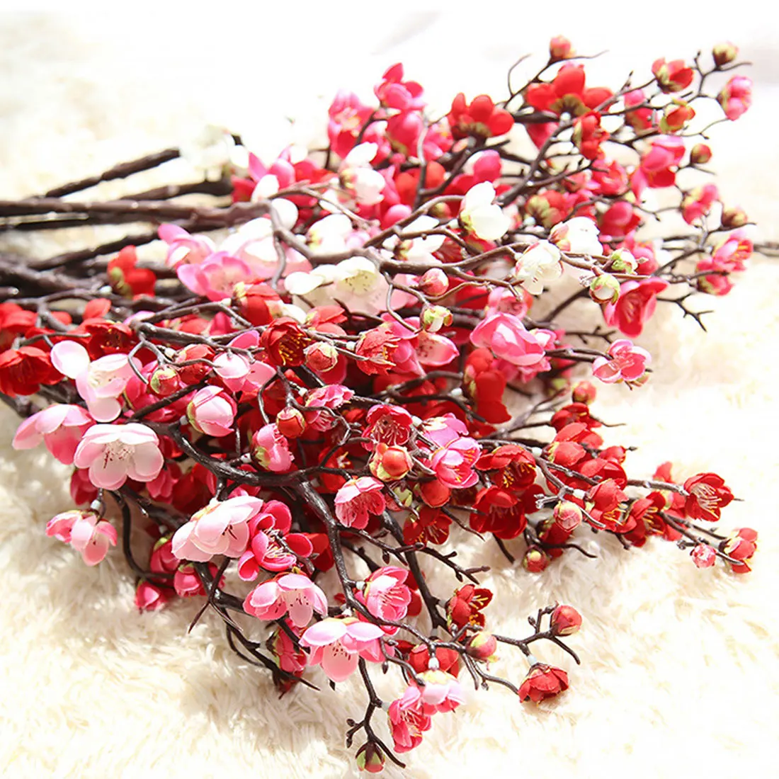 

Plum Cherry blossoms Artificial Silk flowers flores Sakura tree branches Home table living room Decor DIY Wedding Decoration