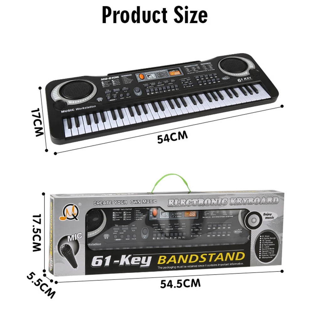61-ключ цифровой электрический пианино клавишные Портативный многофункциональная клавиатура с микрофоном Музыка Клавиатура синтезатор