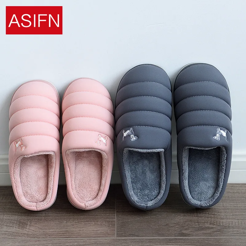 

Cotton Slippers Women's Indoor Autumn & Winter Men's Couples with Half a Pack of Household Winter Home Women's Anti-slip Thick B