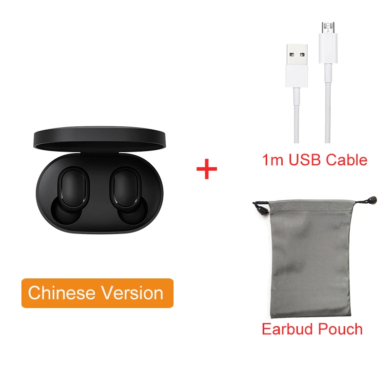 Xiaomi Redmi AirDots Xiaomi Wireless Earphone Bluetooth Earphone Mini Dual V5.0 3D Stereo Sound Earbuds with Charging box - Цвет: Add Pouch and cable