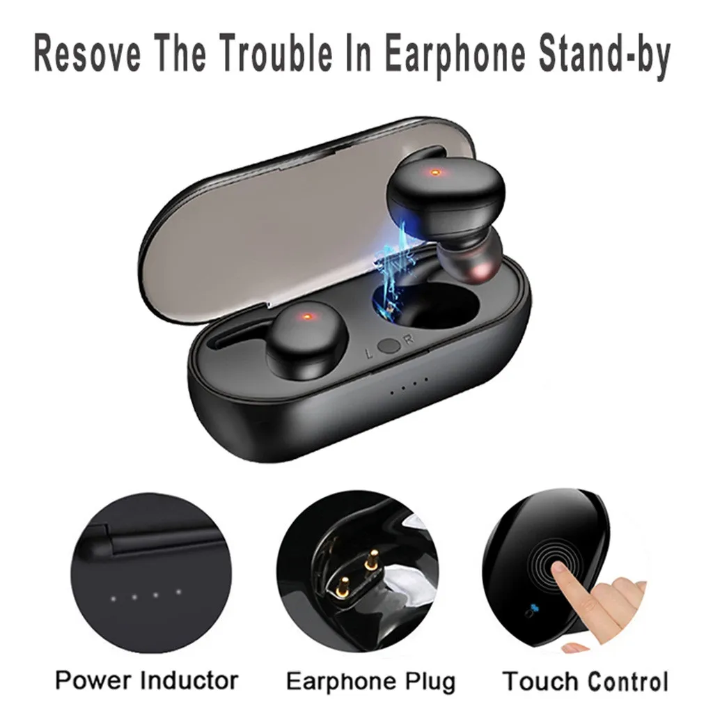 Новые bluetooth наушники высокого качества, наушники с сенсорным управлением, настоящие беспроводные bluetooth наушники 5,0, гарнитура 1210#2
