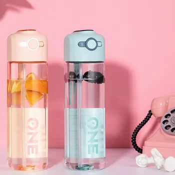 

450/550ml New Creative Portable Plastic Water Bottle Cup Boy Girl Kids Couple Cute Ins Straw Sport Water for Bottle