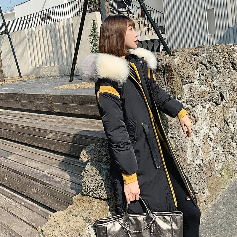 

2019 Winter New Style Korean-style Waist Hugging Slimming Cotton-padded Clothes Women's Long Fashion Thick down Cotton fu da Cot
