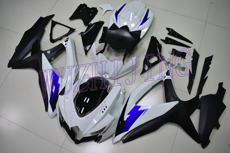 Тела Наборы GSXR600 2010 Пластик Обтекатели для Suzuki GSXR600 08 09 черно белые Обтекатели GSXR750 2008-2010 K8