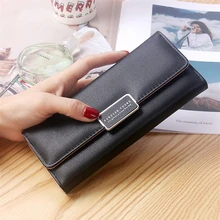 

Women's Wallet Long Tri-fold Letter Hasp Female Solid Color Pu Leather Coin Purses Ladies Multiple-card Holder Clutch Money Clip