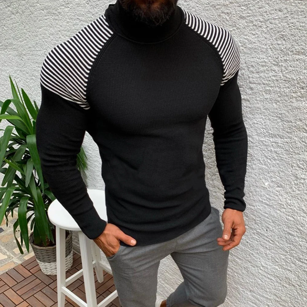 DIHOPE New Autumn Winter Men Sweaters Mens Turtleneck Solid Color Casual Sweaters Male Slim Fit Brand 1