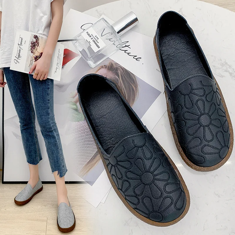 

Casual Shoes 2019 Spring And Autumn New Style Fashion round Comfortable Tendon Soft-Sole Lazy Slip-on Loafers