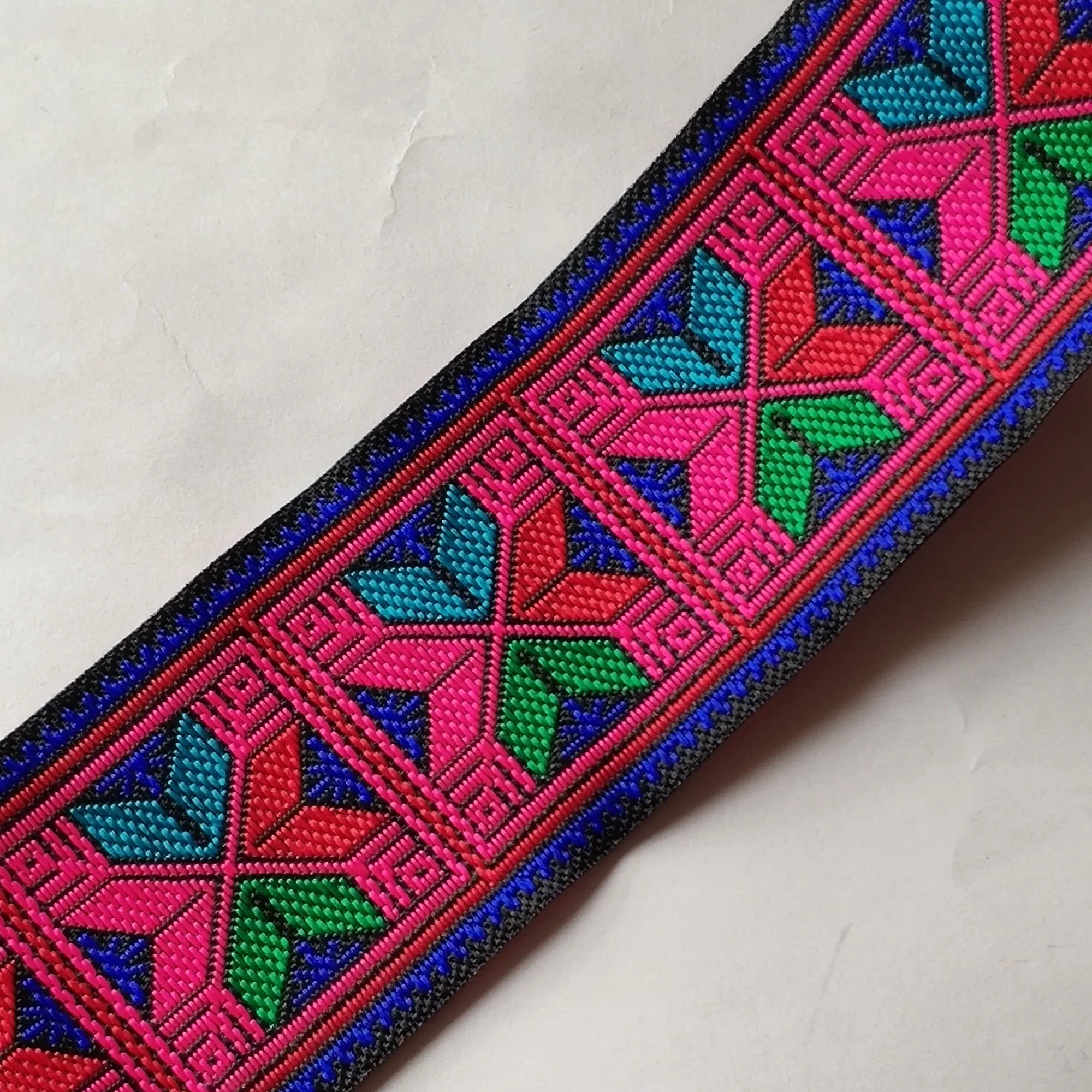 

5 ярдов, вышивка крестиком Hmong, жаккардовая тесьма, Стандартная отделка, 6,8 см, воротник для платья, ленточная лента, этнический тайский бохо, сделай сам, Тибет