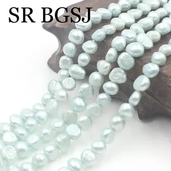 

6-7mm 5 Strands Light Sky Blue Baroque Potato Natural Freshwater Pearl Loose Spacer Beads 14"
