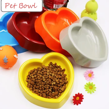 

Non-slip Dog Bowl Colorful Heart-shaped Melamine Pet Bowls Cat Dogs Water Food Feeder Bowl Anti-fall Puppy Feeding Dish