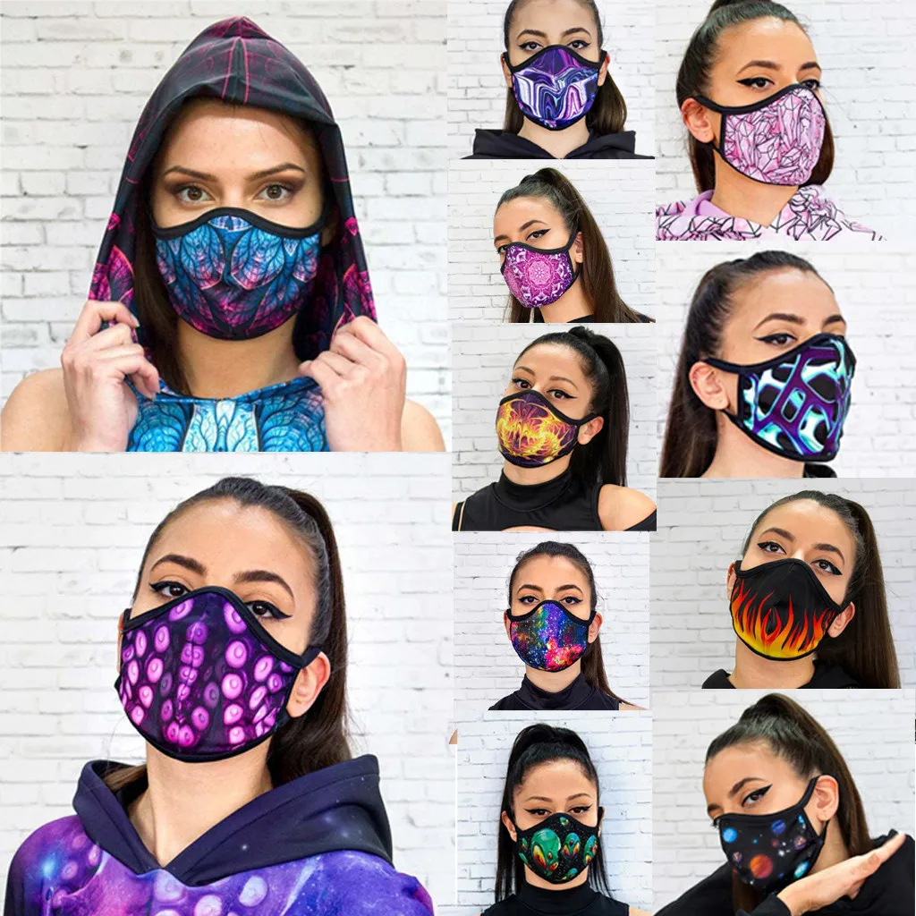 Facemask унисекс хлопковая моющаяся многоразовая маска с несколькими принтами