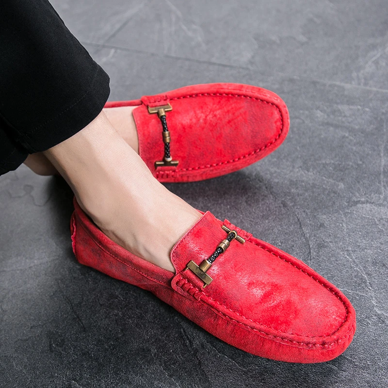 Red Loafers Men Luxury Brand Man 