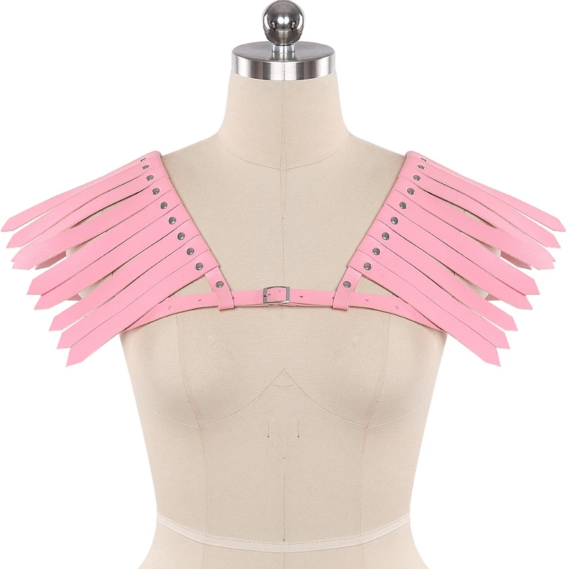 

Gothic Leather Angel Shoulder Straps Wings Harness Tops Sexy Open Chest Harness Bra Female Body Bondage Lingerie Cosplay Costume