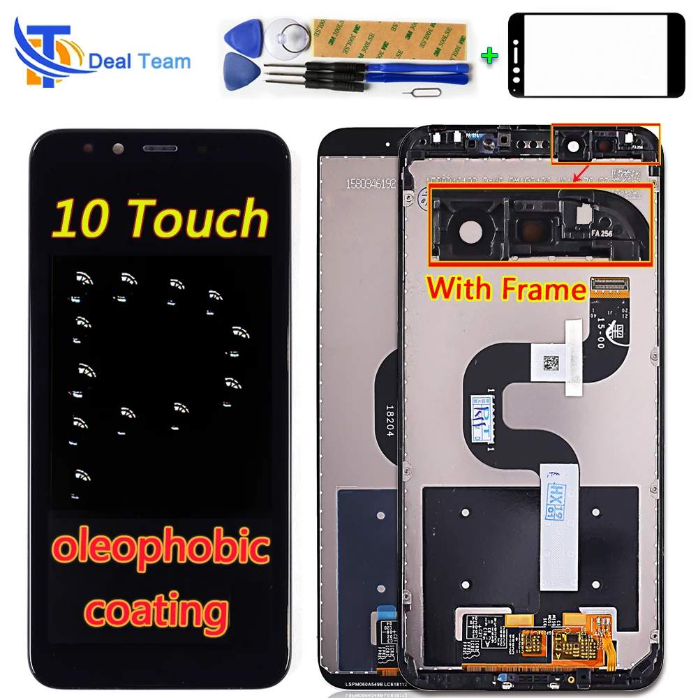 

100% Tested Touch Screen For Xiaomi Mi 6X / A2 5.99 inch LCD display 10 Multi-Touch Oleophobic Coating Digitizer Assembly Frame