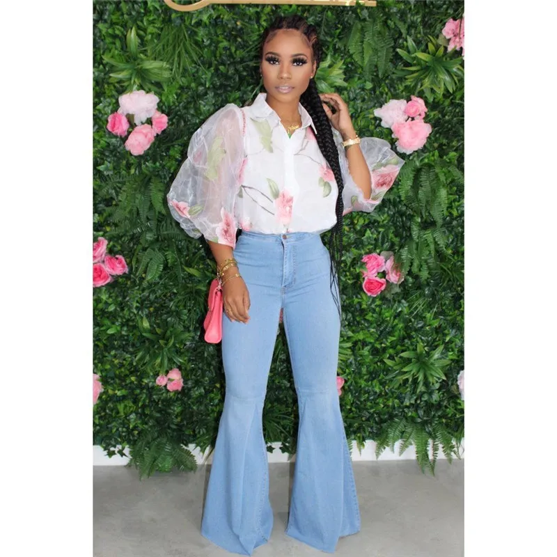 Adogirl Kasual Robek Lubang Flare Jeans 