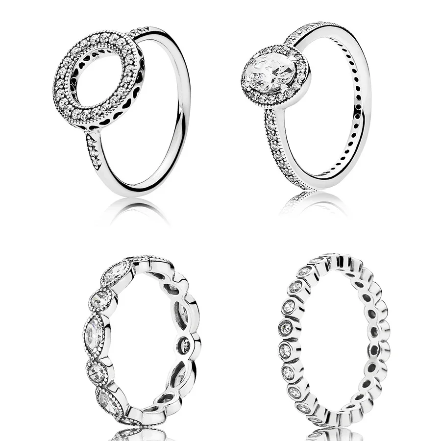 Женское кольцо серебро круглый большой Cz белый цвет для женщин вечерние серебряное обручальное кольцо подарок ювелирные изделия