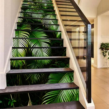 

13 Pcs/Set Creative DIY 3D Stairway Colorful Stickers Tropical Forest Pattern for House Stairs Decoration Staircase Wall Sticker