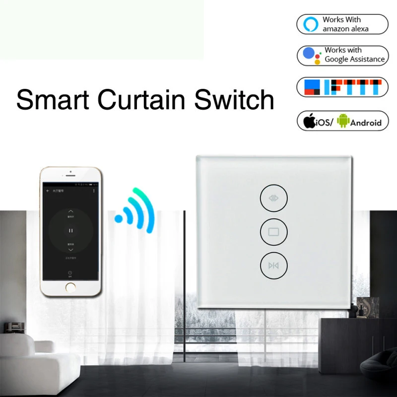 

Tuya Smart Life WiFi Curtain Switch Electric Motorized Curtain Blind Roller Shutter Works with Google Home Amazon Alexa IFTTT