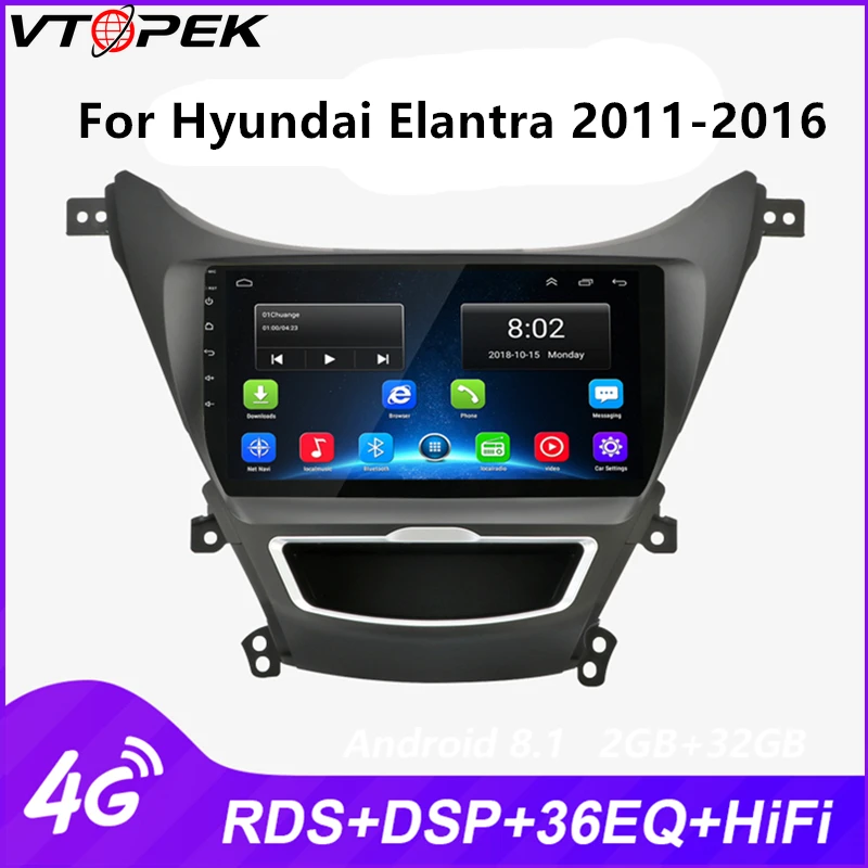 Vtopek 9 дюймов Android автомобильный радиоприемник для hyundai Elantra 2011- сенсорный экран мультимедийный плеер 4G сеть WiFi RDS DSP 2 din