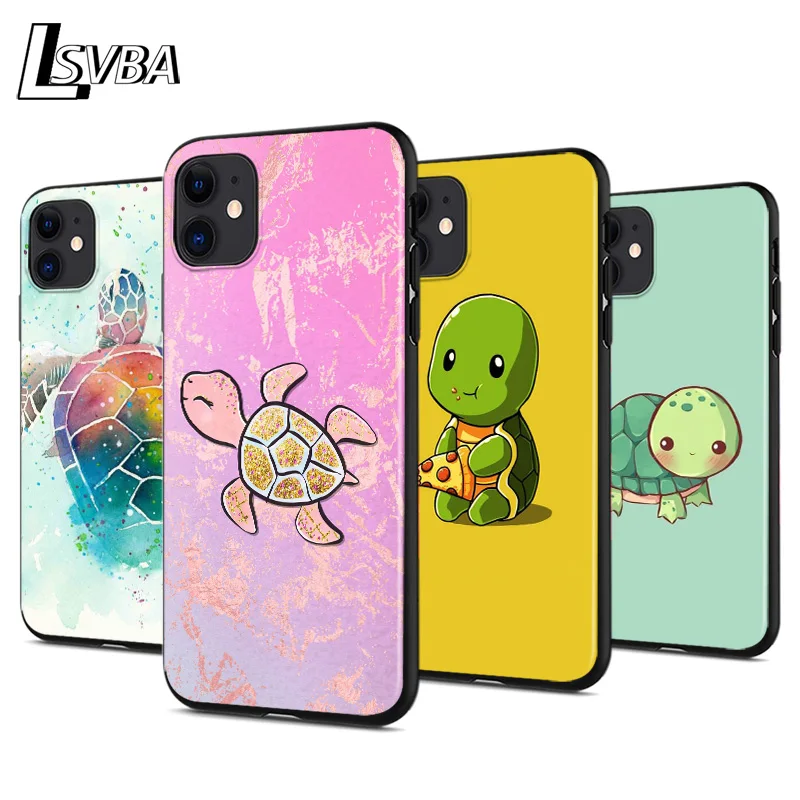 Cute Turtle Tortoise Ocean For iPhone 12 11 XS Pro Max Mini XR X 8 7 6 6S Plus 5 SE 2020 Black Cover Phone Case | Мобильные телефоны