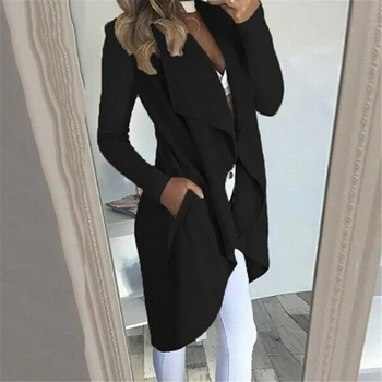 

Cardigan Women Long Sleeve New Female Elegant Pocket Solid Color Outerwear Sweater High Quality Jacket Autumn Spring Clothes