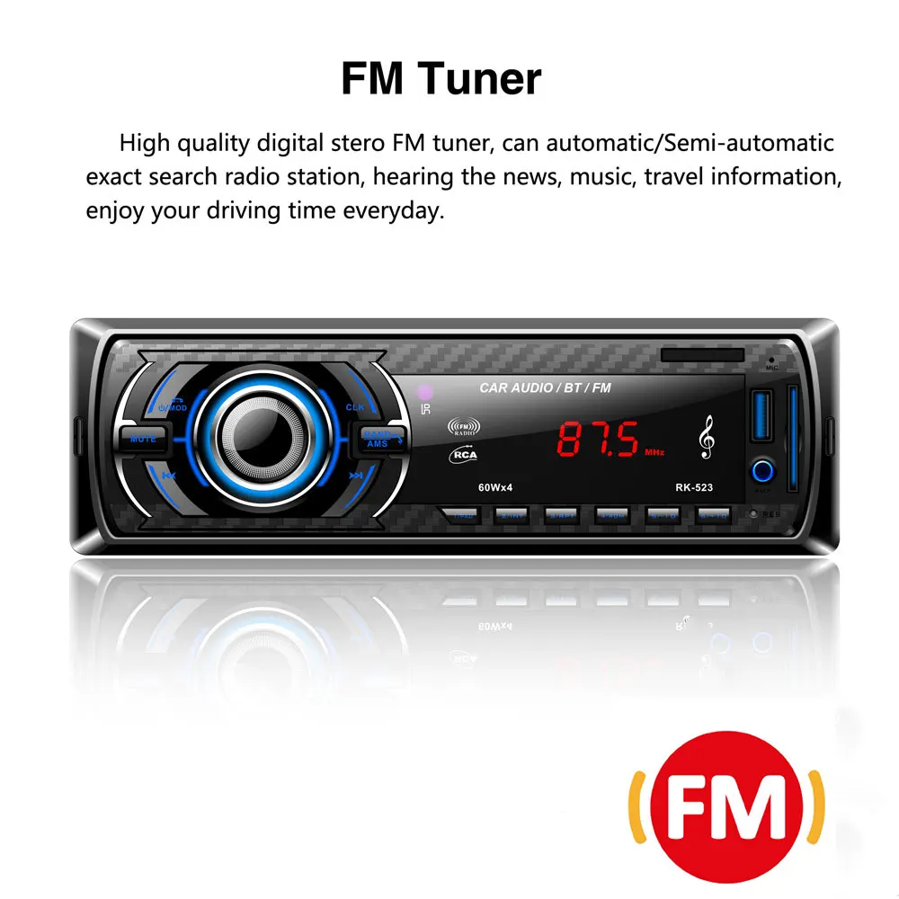 Vehemo Черный Авто аудио автомобиля Bluetooth MP3 радио для Music Player автомобильный головное устройство для автомобилей